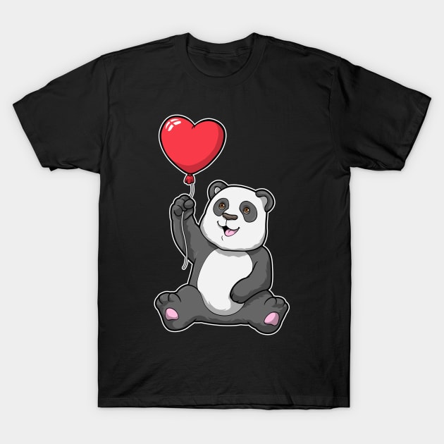 Panda with Heart Air balloon T-Shirt by Markus Schnabel